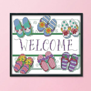 Cross Stitch Kits Printed Canvas Embroidery DIY 14CT Stamp  J402 Welcome