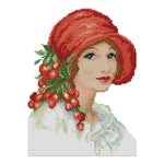 Stamped Cross Stitch Woman 14CT Embroidery Set  Woman in Red Hat RA216