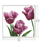 (45*44cm)14ct Stamped Cross Stitch - Purple Tulip