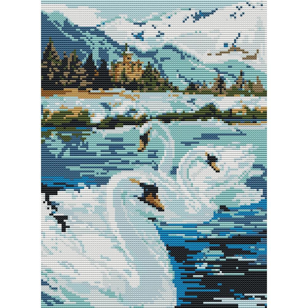 (27*34cm)14ct Stamped Cross Stitch - Swan