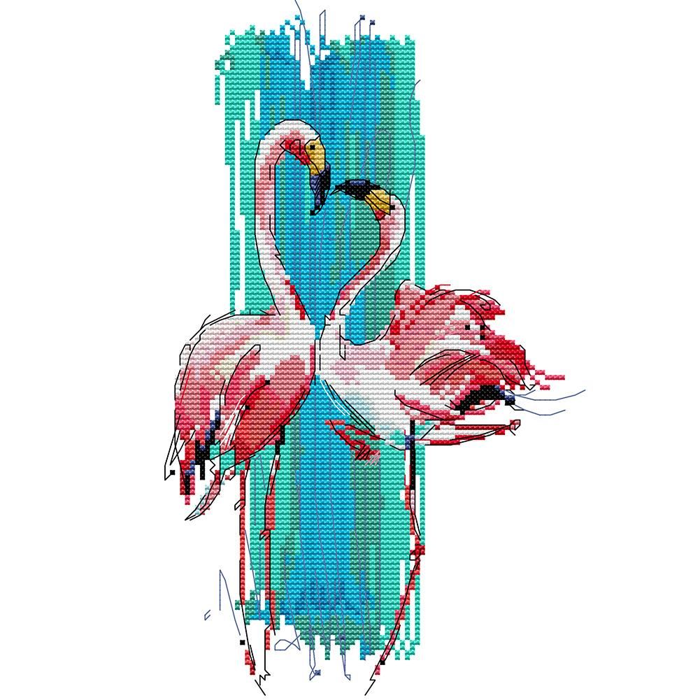 (25*33cm)14ct Stamped Cross Stitch - Flamingo