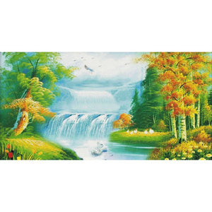 14CT Stamped Cross Stitch Kits DIY Landscape Needlework 151 X 80cm  F111