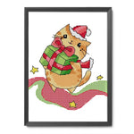 Christmas Kitten Cross Stitch 14CT Stamped Embroidery DIY Crafts  C914