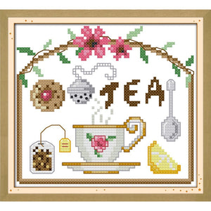 14CT Stamped Cross Stitch Cotton Thread Embroidery  C181 Morning Tea Time