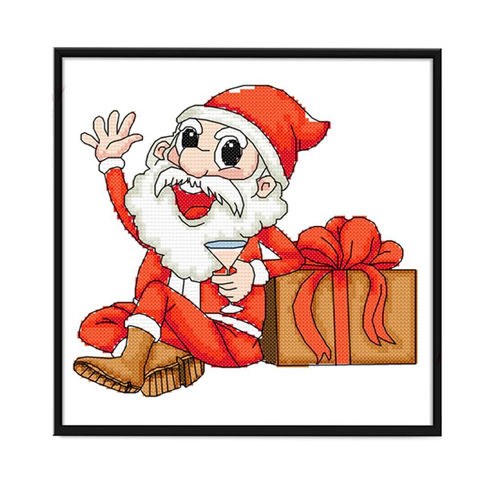 14CT Stamped Cross Stitch Kits DIY Santa Claus Embroidery 27 X 23cm  KB021