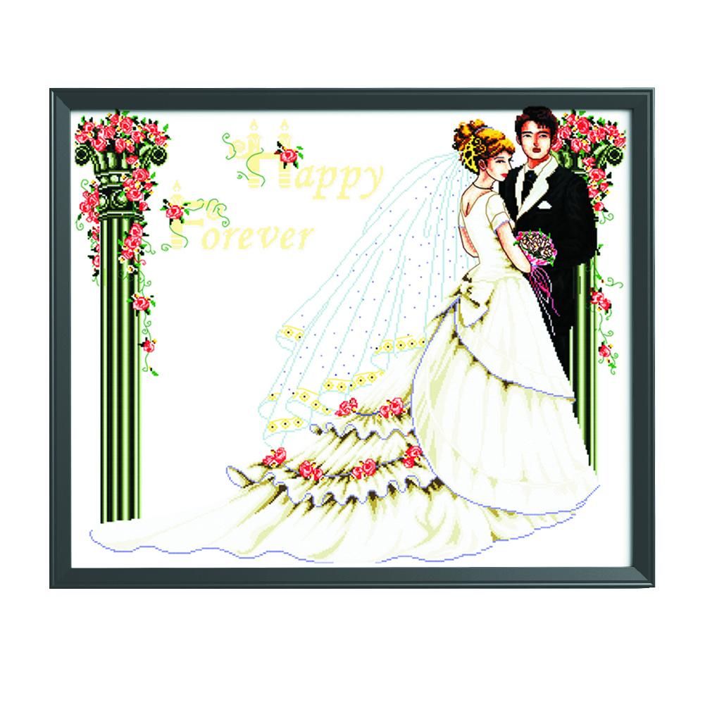 Stamped Cross Stitch Kit Western Wedding 14CT Embroidery  Wedding 3 R083