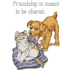 Cat and Dog DIY Cross Stitch Kit 14CT Stamped Embroidery Home Decor  D240