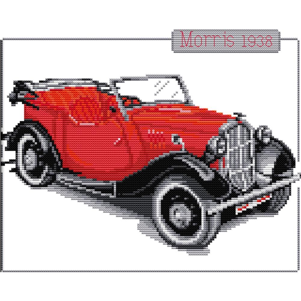 Print Canvas DIY Artwork Needlework 14CT Stamped Kit Cross Stitch  Red Car