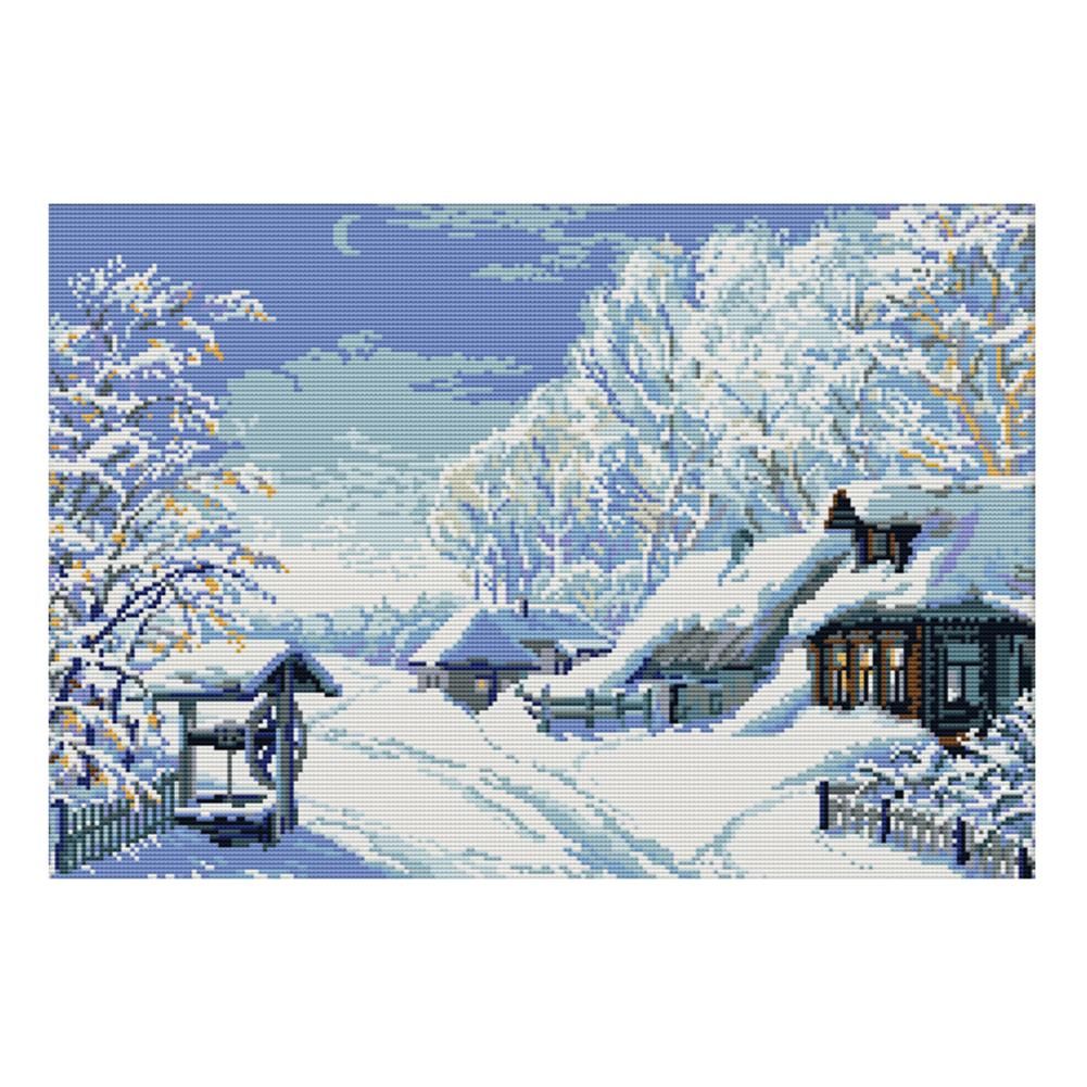 14CT Stamp Cross Stitch Kits DIY Winter Needlework Craft 50 X 36cm  F435