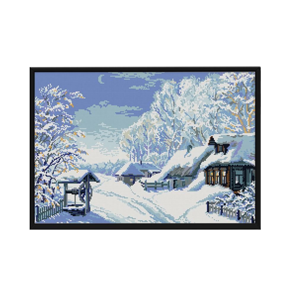 14CT Stamp Cross Stitch Kits DIY Winter Needlework Craft 50 X 36cm  F435