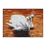 Animal Cross Stitch Embroidery 14CT Stamped Needlework  Two Swan D657