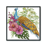 Peacock Cross Stitch 14CT Stamped Animals DIY Needlework  DA085 41x40cm