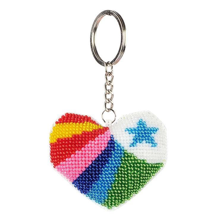 Bead Embroidery Keychain -  Love