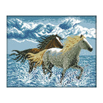 Stamped Cross Stitch Kit Horse 14CT Embroidery Set  Running Horses D544