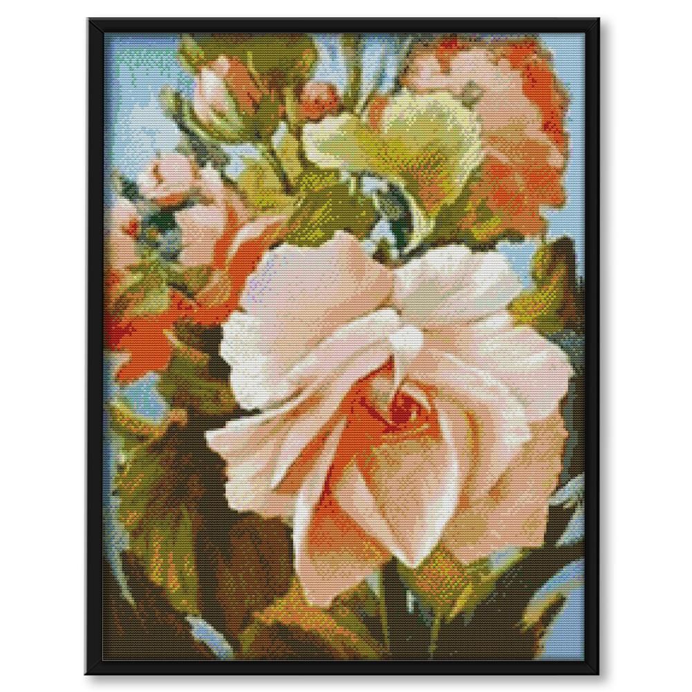 Begonia 14CT Stamp Cross Stitch Ecological Cotton Embroidery 55x44cm  H805