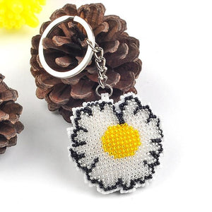 Bead Embroidery Keychain - Chrysanthemum