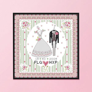 Cartoon 14CT Stamped Cross Stitch Needlework Embroidery  5 Wedding Dress