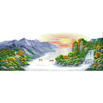 14CT Stamped Cross Stitch Kits DIY Landscape Needlework 151 X 60cm  F082