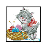 Kitten 14CT Stamped DIY Print Cross Stitch Embroidery Kit Home Decor  K891