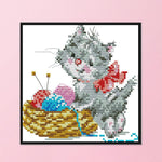 Kitten 14CT Stamped DIY Print Cross Stitch Embroidery Kit Home Decor  K891