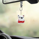 Bead Embroidery Keychain - White Pig