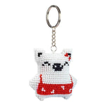 Bead Embroidery Keychain - White Pig