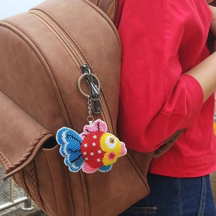 Bead Embroidery Keychain - Colorful Fish