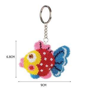 Bead Embroidery Keychain - Colorful Fish