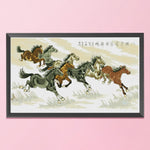 DIY Cross Stitch 11CT Stamped Needlework Cotton Thread  40 Eight Horses