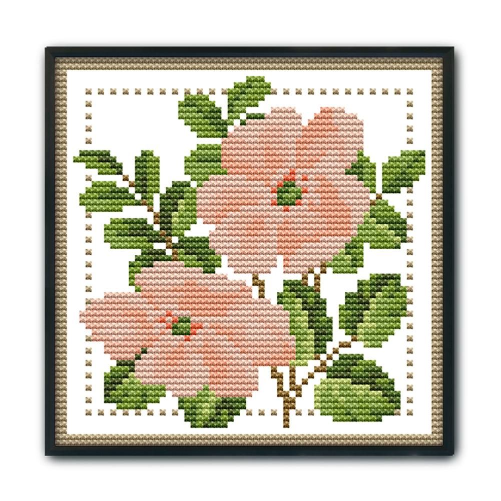 12 Months Flower Cross Stitch Printed Canvas DIY Needlework Set  June H428