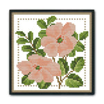 12 Months Flower Cross Stitch Printed Canvas DIY Needlework Set  June H428