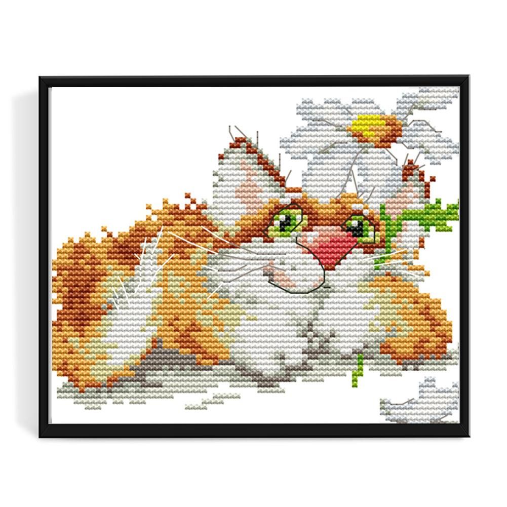 14CT Stamped Cross Stitch Needlework Kits DIY Cotton Thread  D510 Puppy