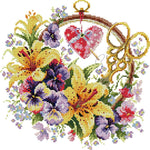 (32*32cm)14ct Stamped Cross Stitch - Flowers