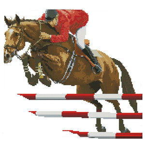 Racing Sports Stamped Cross Stitch Kit 14CT Embroidery Set  Horse RA114