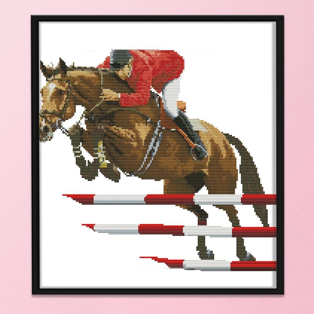 Racing Sports Stamped Cross Stitch Kit 14CT Embroidery Set  Horse RA114