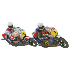 Racing Sports Stamped Fabric Cross Stitch Kit 14CT Embroidery  Bikes RA112