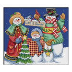 14CT Stamp DIY Room Needlework Christmas Snowman Canvas Cross Stitch  K632