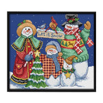 14CT Stamp DIY Room Needlework Christmas Snowman Canvas Cross Stitch  K632