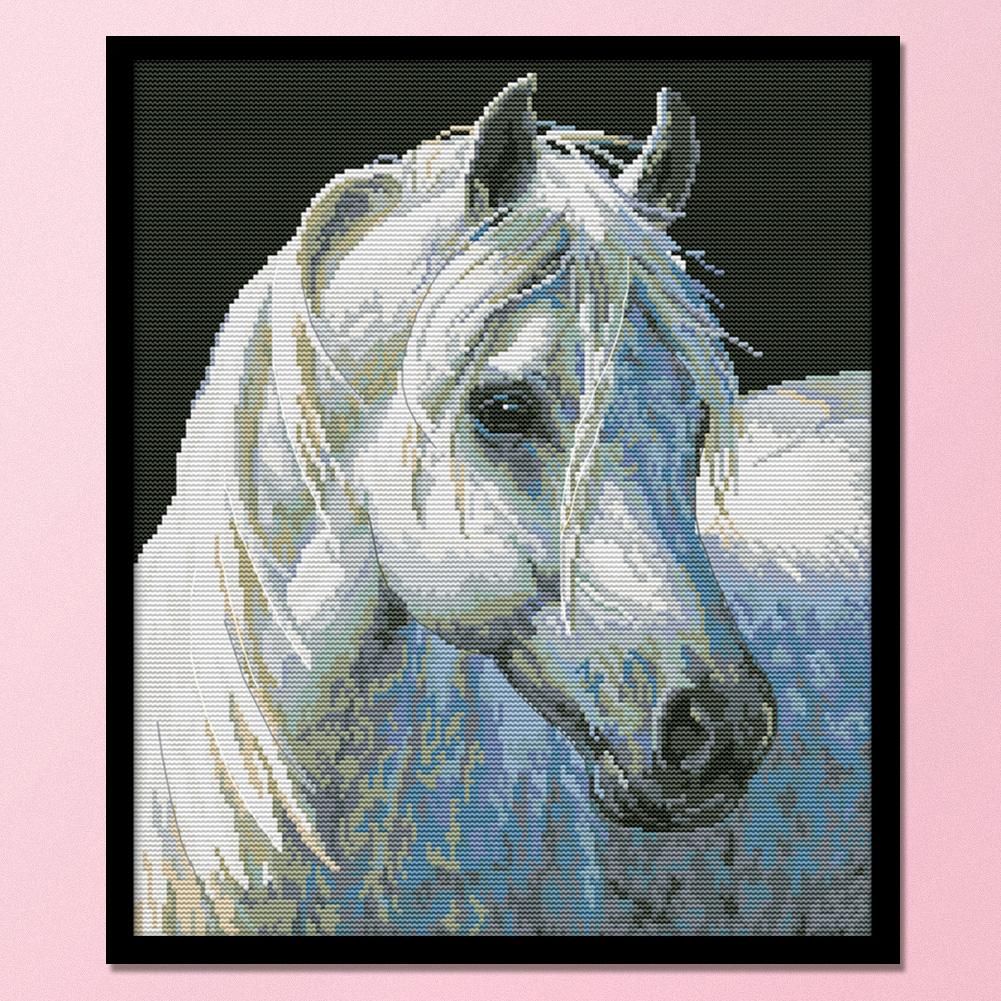 14CT Stamped Cross Stitch Kits DIY Crafts Needlework  DA258 White Horse 4