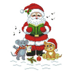 (24*28cm)14ct Stamped Cross Stitch - Santa Claus Cat