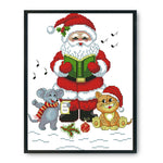 (24*28cm)14ct Stamped Cross Stitch - Santa Claus Cat