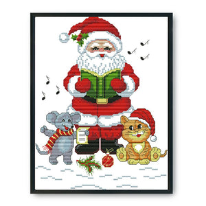 (24*28cm)14ct Stamped Cross Stitch - Santa Claus Cat