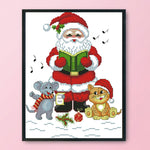 (24*28cm)14ct Stamped Cross Stitch - Santa Claus Cat