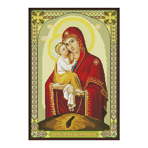 DIY Virgin and Child 14CT Stamped Canvas Cross Stitch Needlework  R820