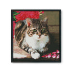 Cross Stitch Kits DIY Cute Cat 14CT Stamped Embroidery 34 X 37cm  D321