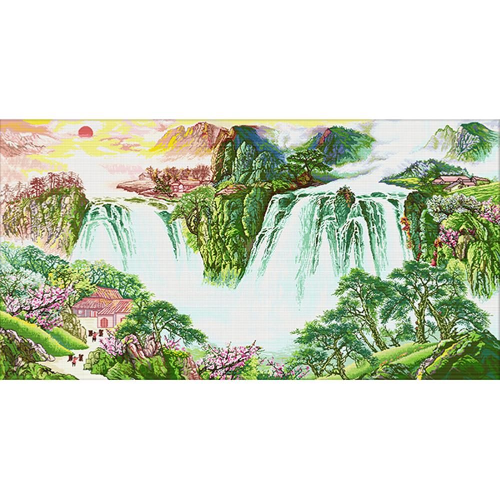 14CT Stamp Cotton Thread Cross Stitch DIY Landscape Embroidery  F005 2014