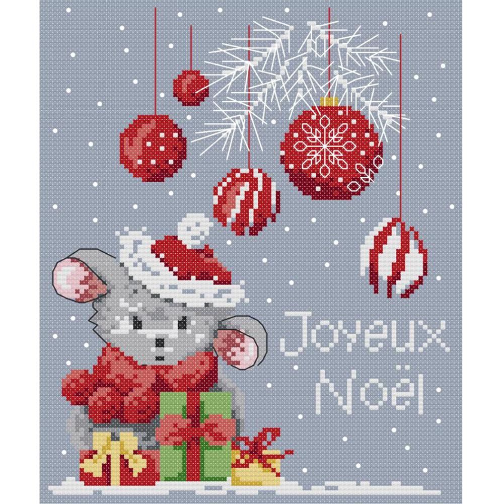 DA338 Christmas Rat Printed Cross Stitch Kits DIY Cotton Thread Needlework