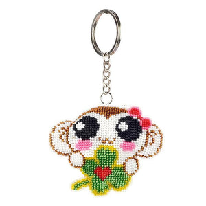 Bead Embroidery Keychain - Lucky Monkey