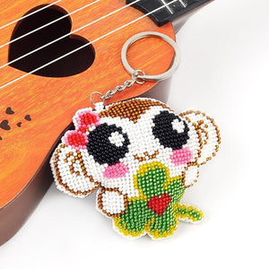 Bead Embroidery Keychain - Lucky Monkey