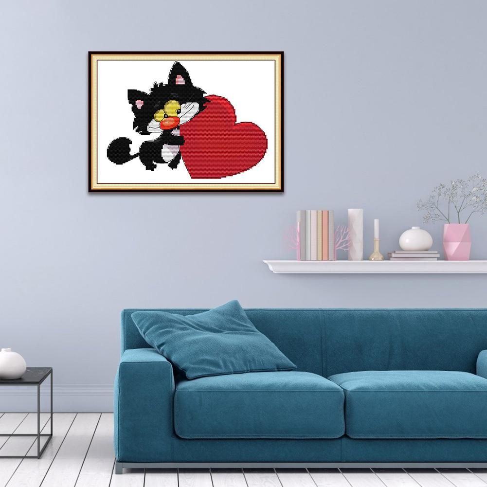 (32*22cm)14ct Stamped Cross Stitch - Cat